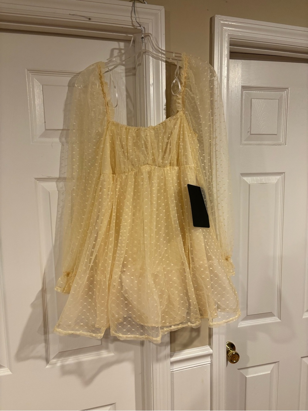 Lulu's Pale Yellow Swiss Dot Tulle Party Dress